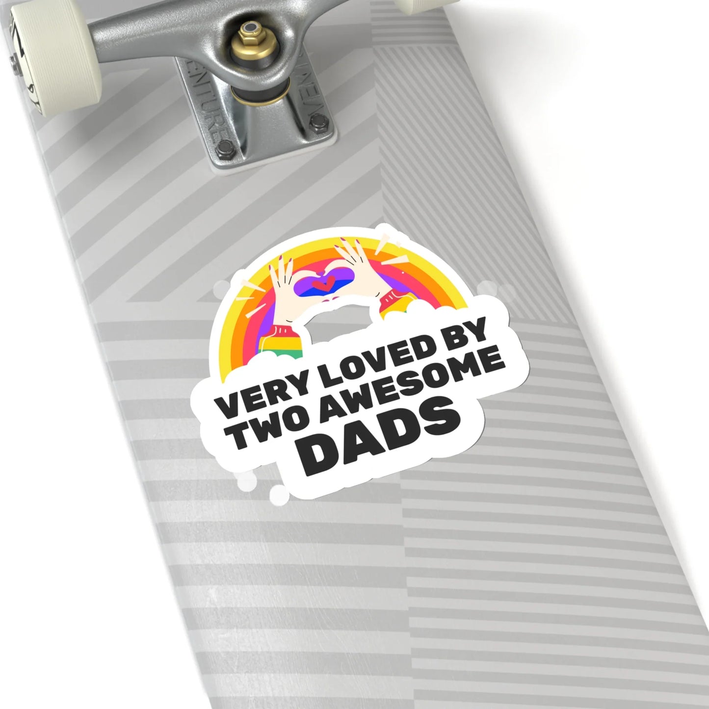 Very Loved by Two Awesome Dads - colorful rainbow Kiss-Cut Stickers - Adoption Stuff Store