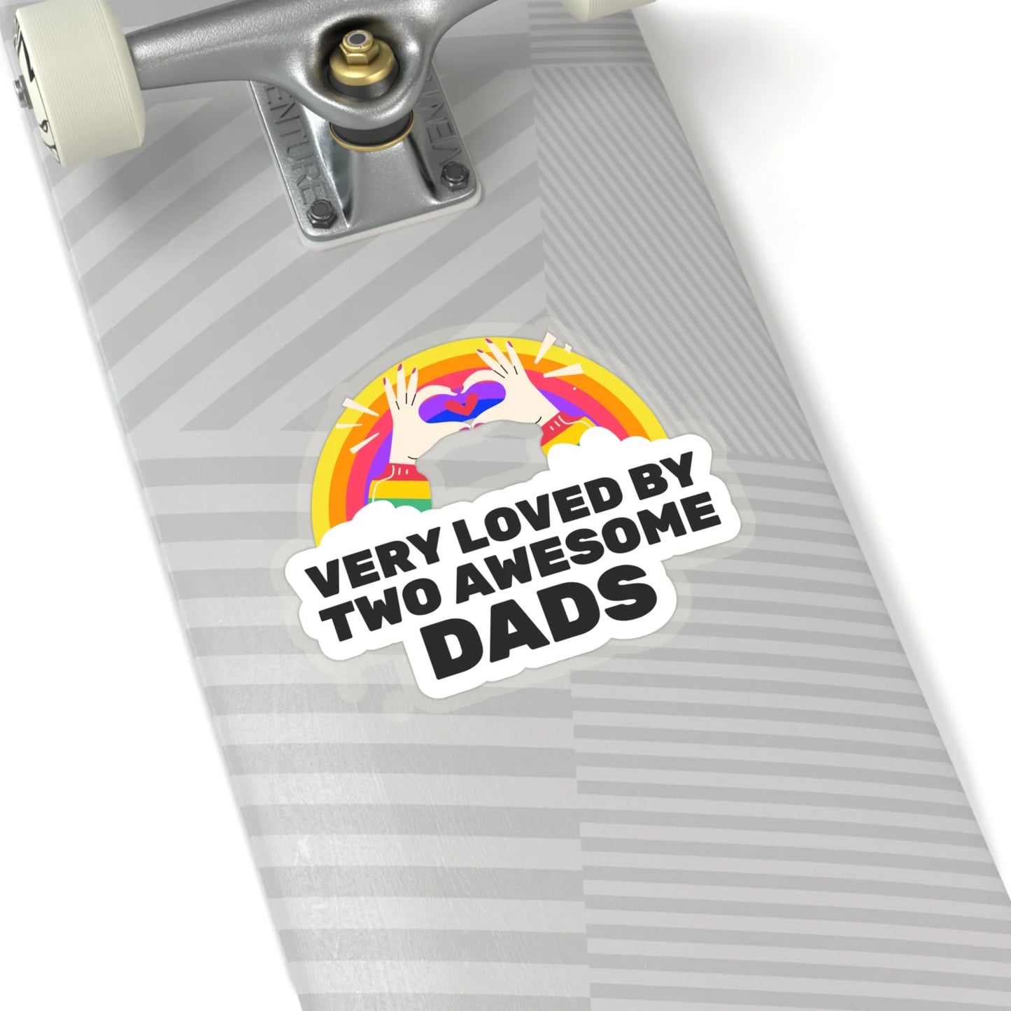 Very Loved by Two Awesome Dads - colorful rainbow Kiss-Cut Stickers - Adoption Stuff Store