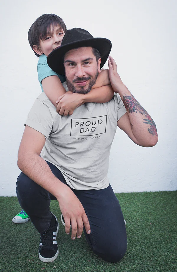 PROUD DAD - NOW OFFICIALLY - soft T-Shirt with black design - Adoption Stuff Store