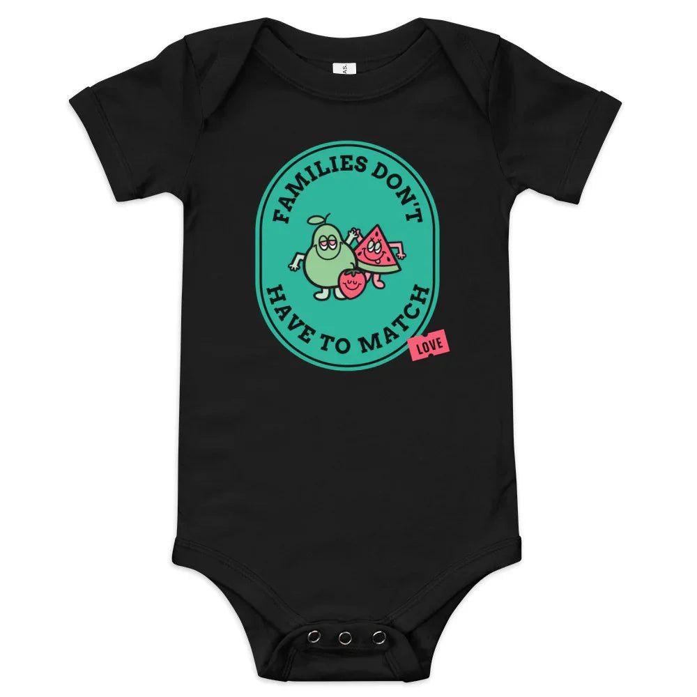 Families Don't Have to Match - cute baby short sleeve one piece - Adoption Stuff Store