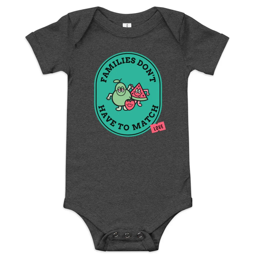 Families Don't Have to Match - cute baby short sleeve one piece - Adoption Stuff Store