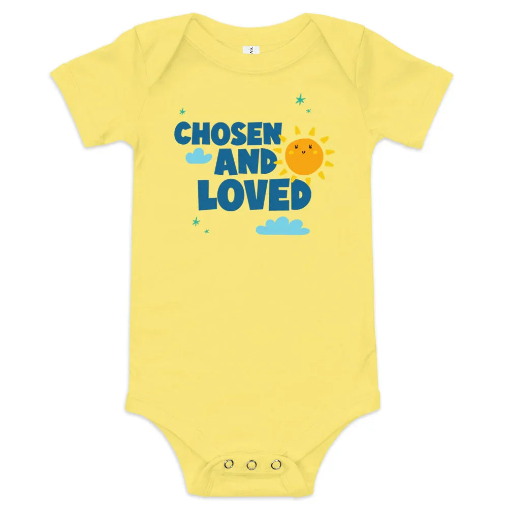CHOSEN AND LOVED - Adorable baby one piece to celebrate adoption - Adoption Stuff Store