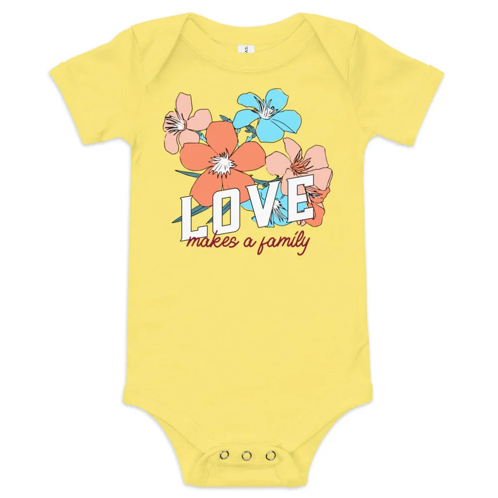 LOVE makes a family - Beautiful floral baby one piece - Adoption Stuff Store