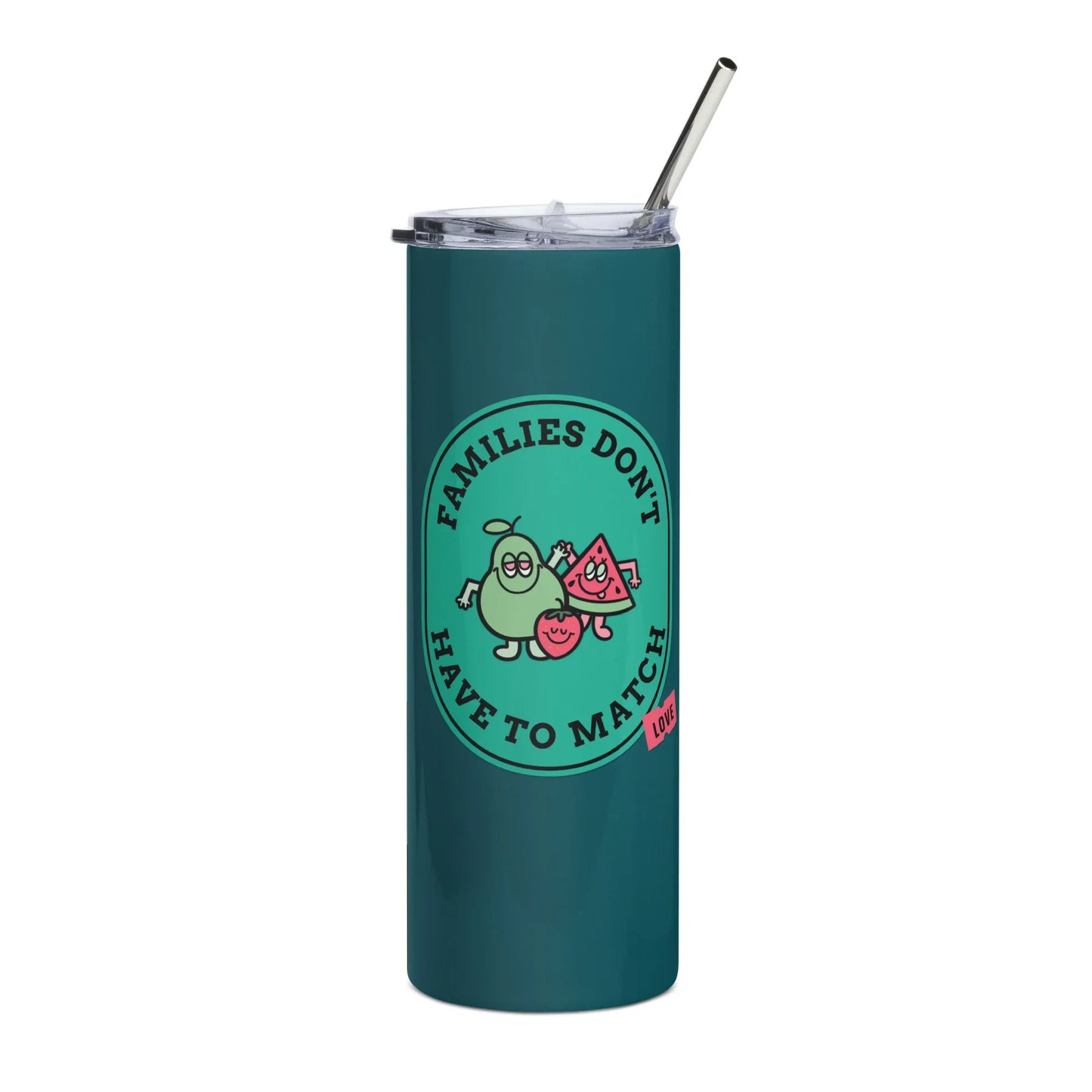 Families Don't Have to Match - cute design on a stainless steel tumbler - Adoption Stuff Store