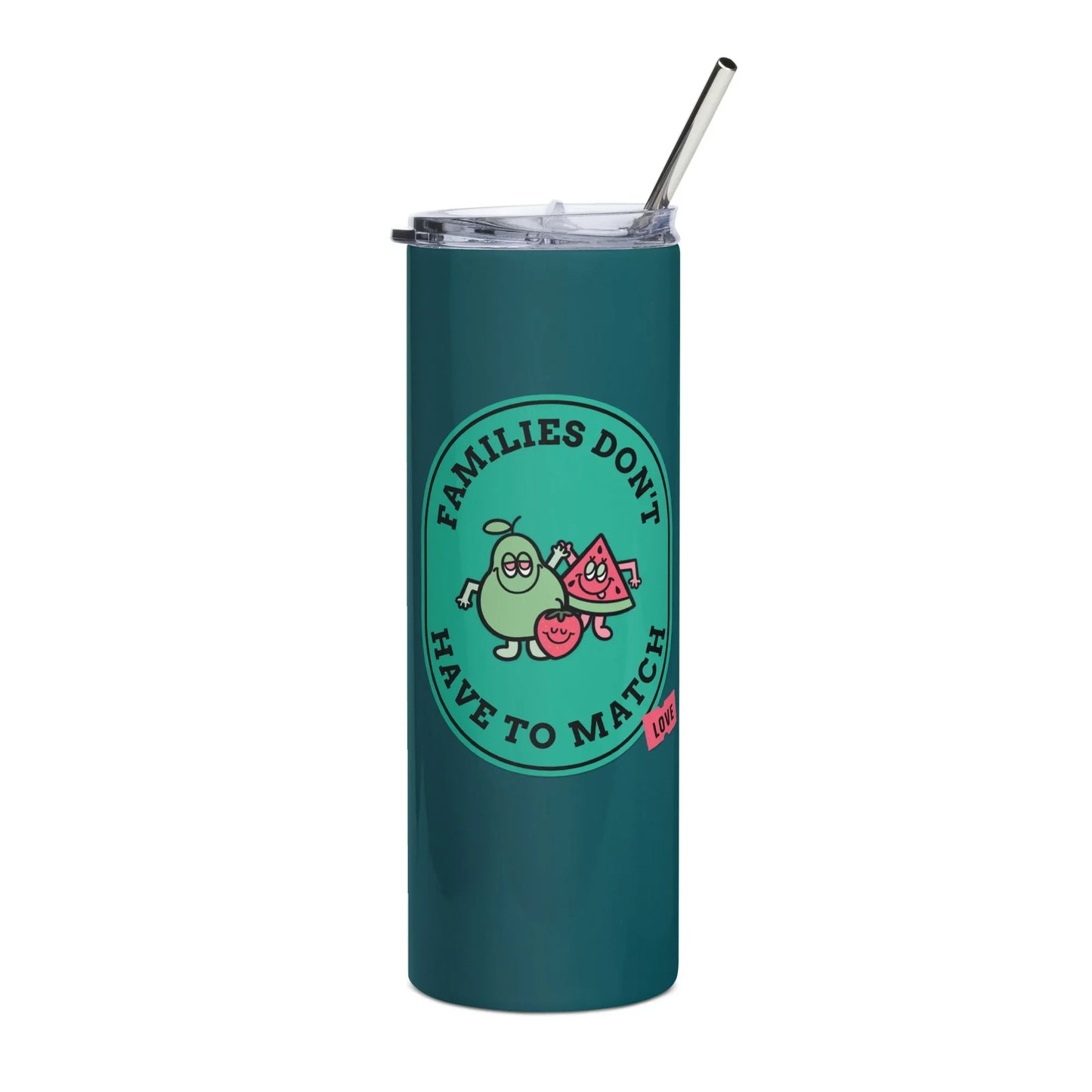 Families Don't Have to Match - cute design on a stainless steel tumbler - Adoption Stuff Store