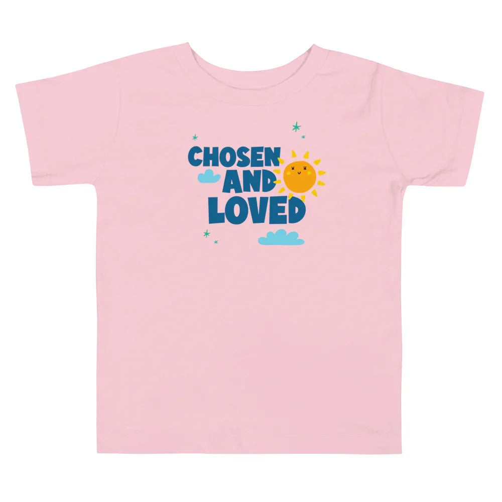 Chosen and Loved - cute kid's shirt with sun, clouds and stars - Adoption Stuff Store