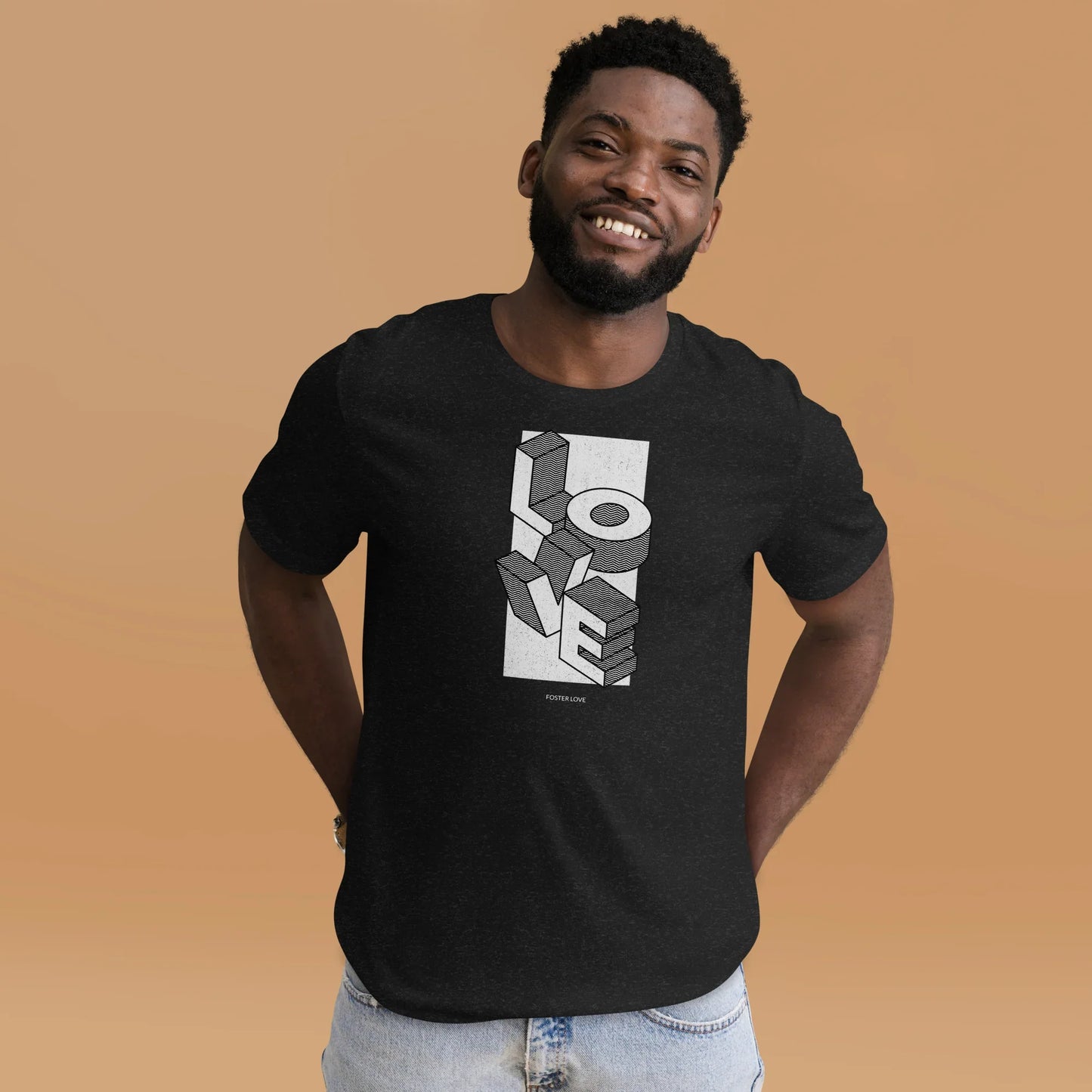 LOVE - FOSTER LOVE - isometric graphic on an awesome t-shirt - Adoption Stuff Store