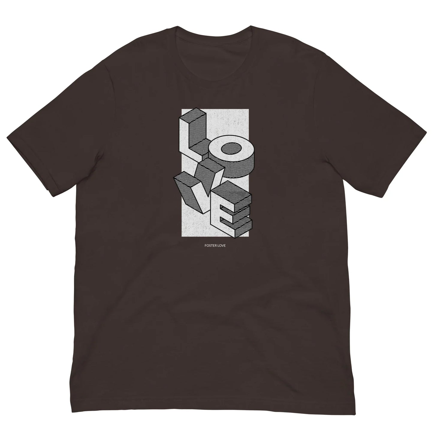 LOVE - FOSTER LOVE - isometric graphic on an awesome t-shirt - Adoption Stuff Store