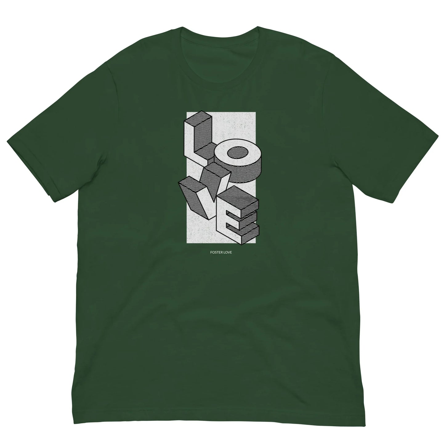 LOVE - FOSTER LOVE - isometric graphic on an awesome t-shirt - Adoption Stuff Store