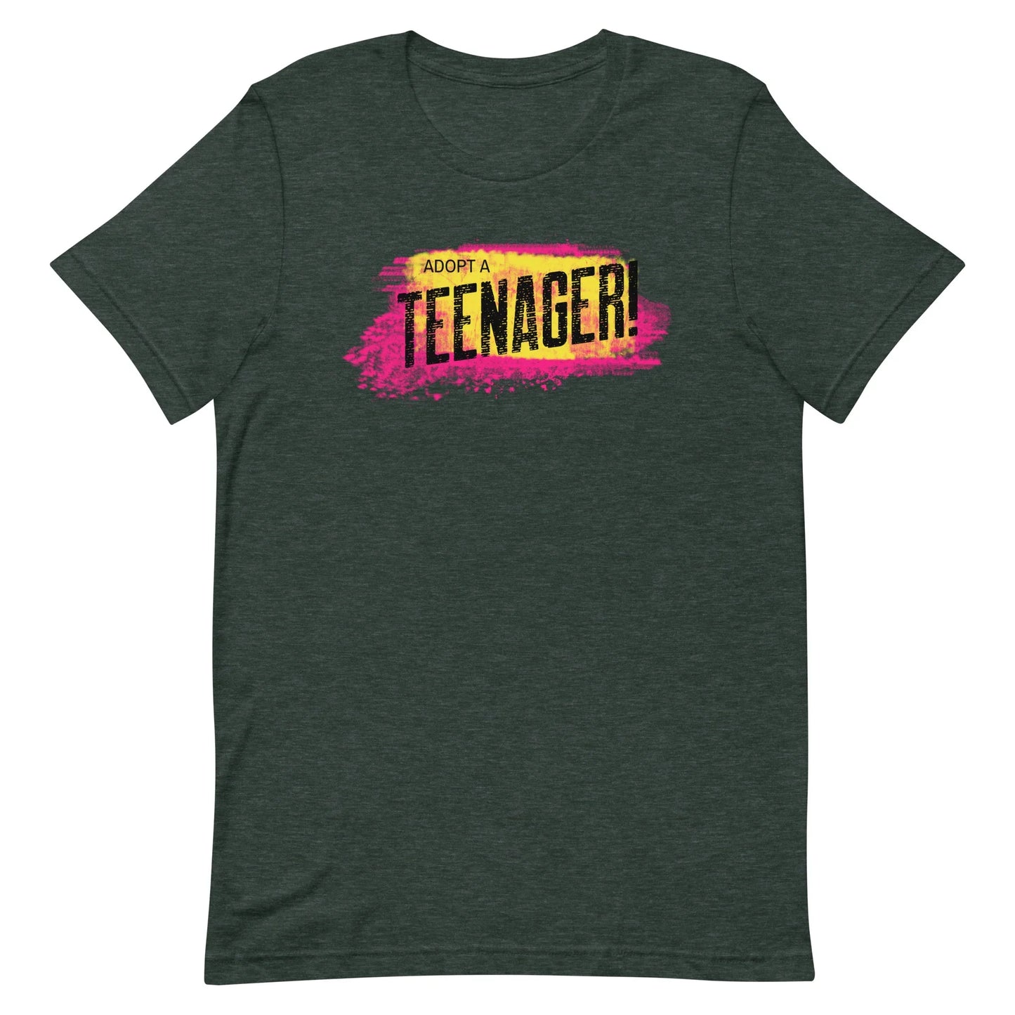 ADOPT A TEENAGER! - colorful graphic on a Unisex t-shirt - Adoption Stuff Store