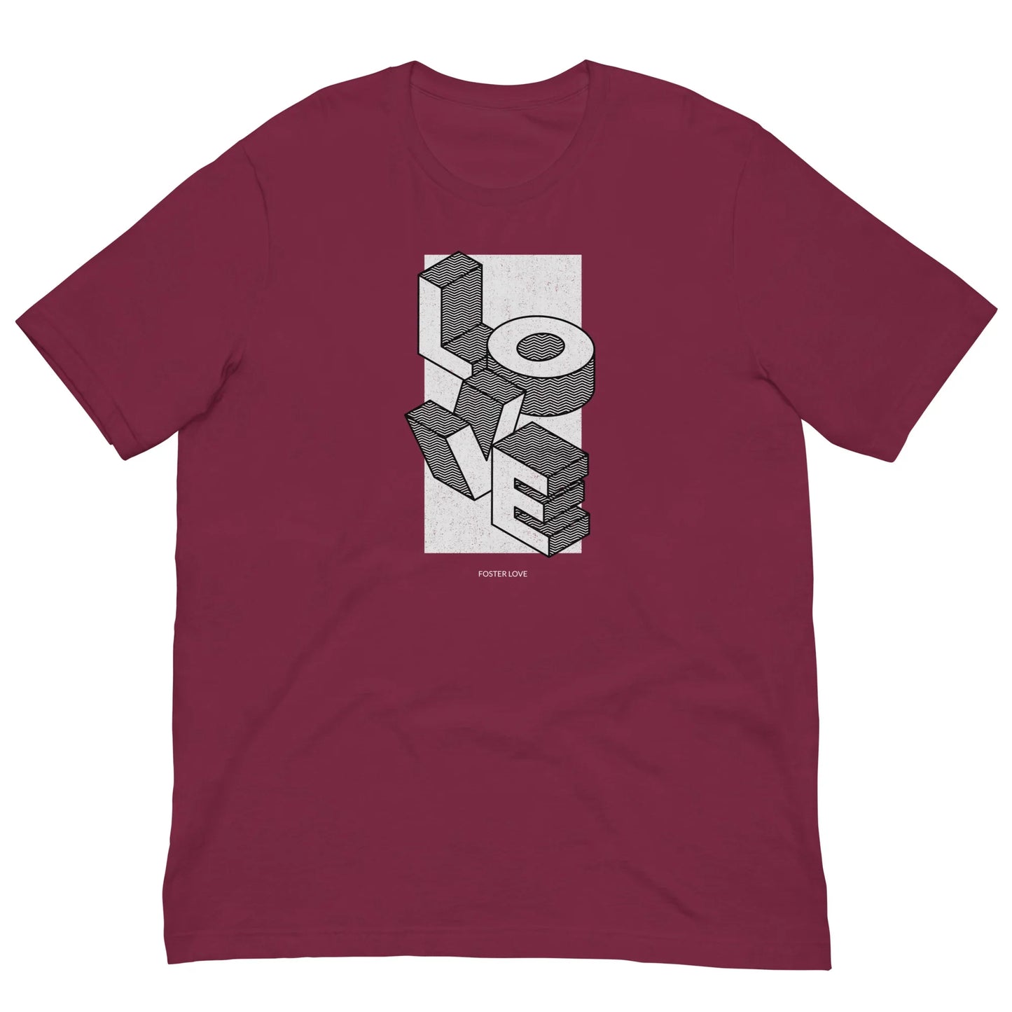 LOVE - FOSTER LOVE - isometric graphic on an awesome t-shirt - Adoption Stuff Store