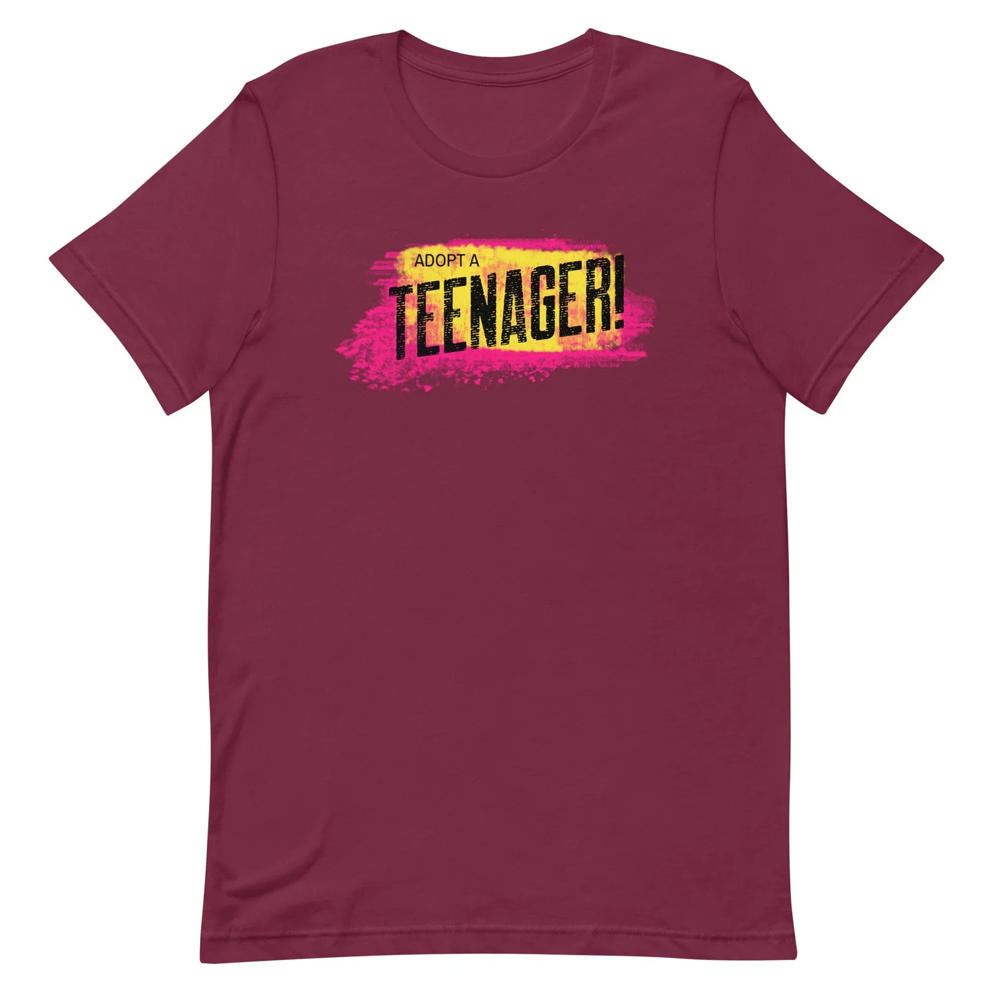 ADOPT A TEENAGER! - colorful graphic on a Unisex t-shirt - Adoption Stuff Store