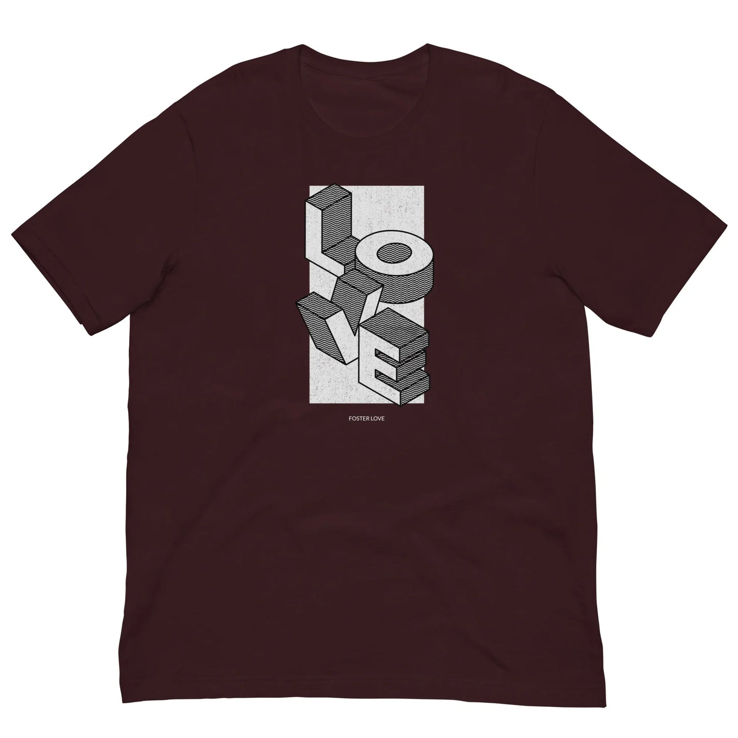 LOVE - FOSTER LOVE - isometric graphic on an awesome t-shirt - Adoption Stuff Store