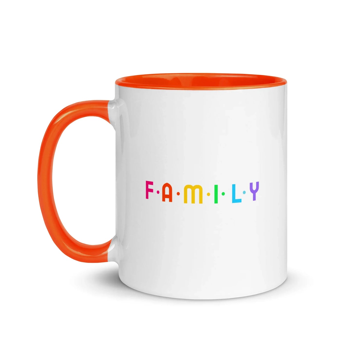 FAMILY - rainbow graphic on mug with Color Inside - Adoption Stuff Store