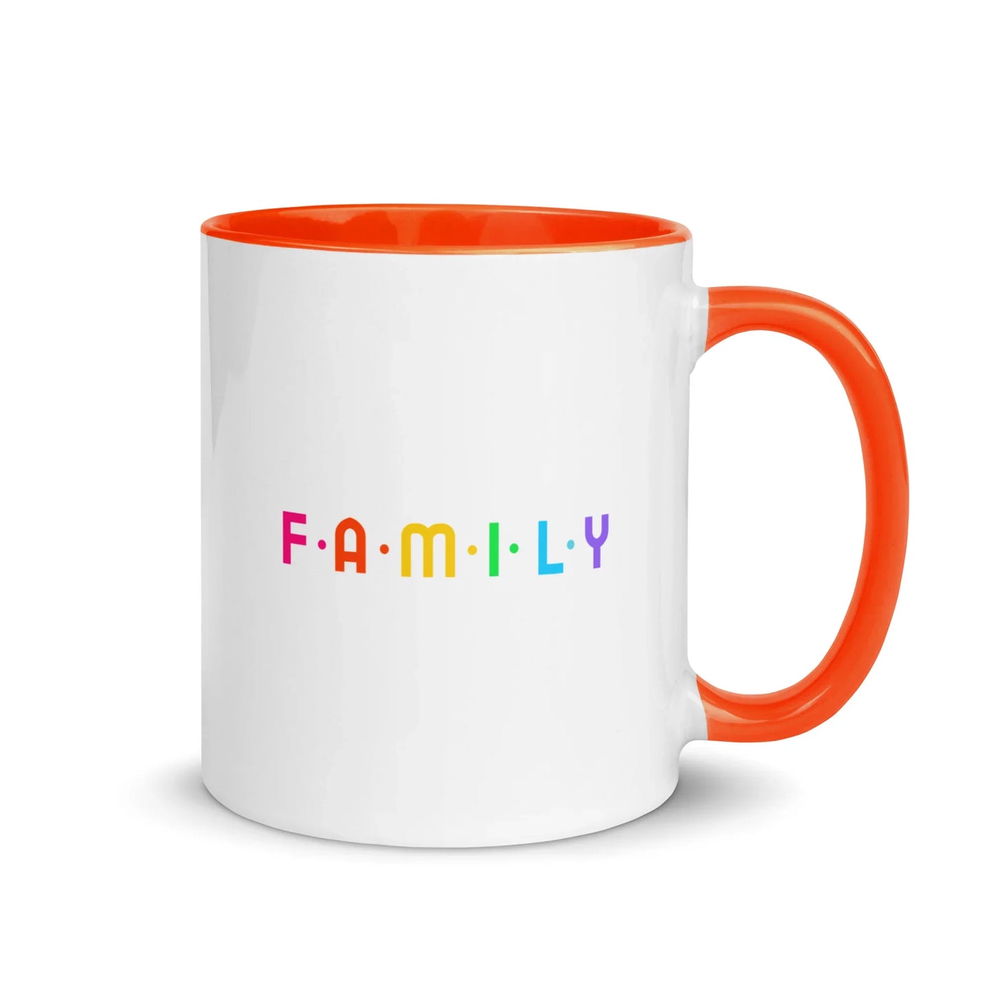 FAMILY - rainbow graphic on mug with Color Inside - Adoption Stuff Store