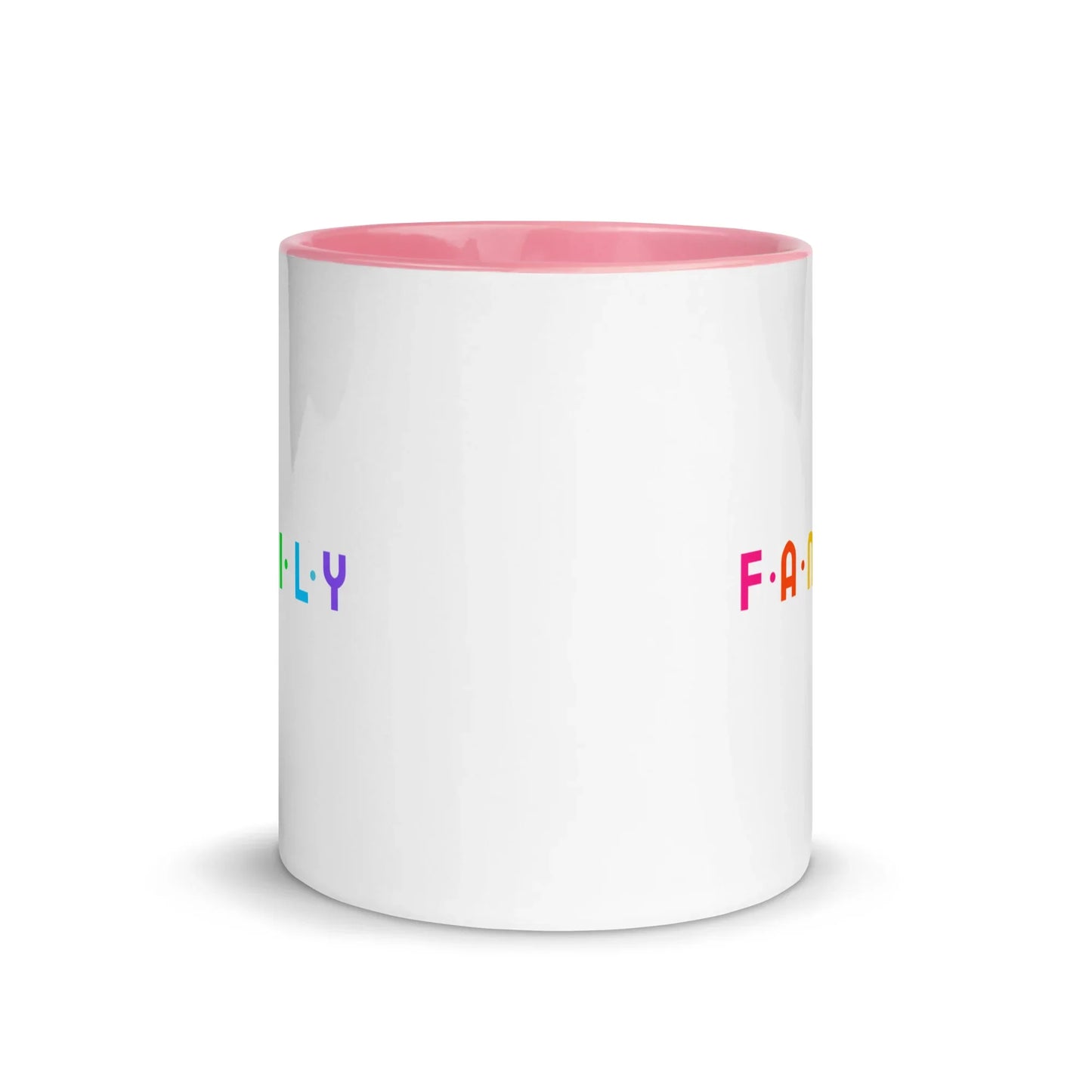 FAMILY - rainbow graphic on mug with Color Inside - Adoption Stuff Store