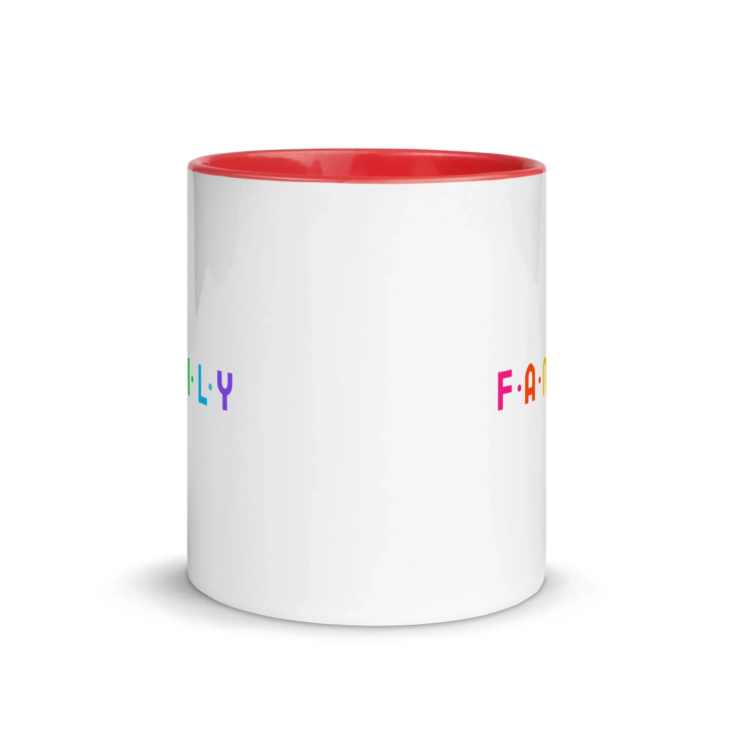 FAMILY - rainbow graphic on mug with Color Inside - Adoption Stuff Store