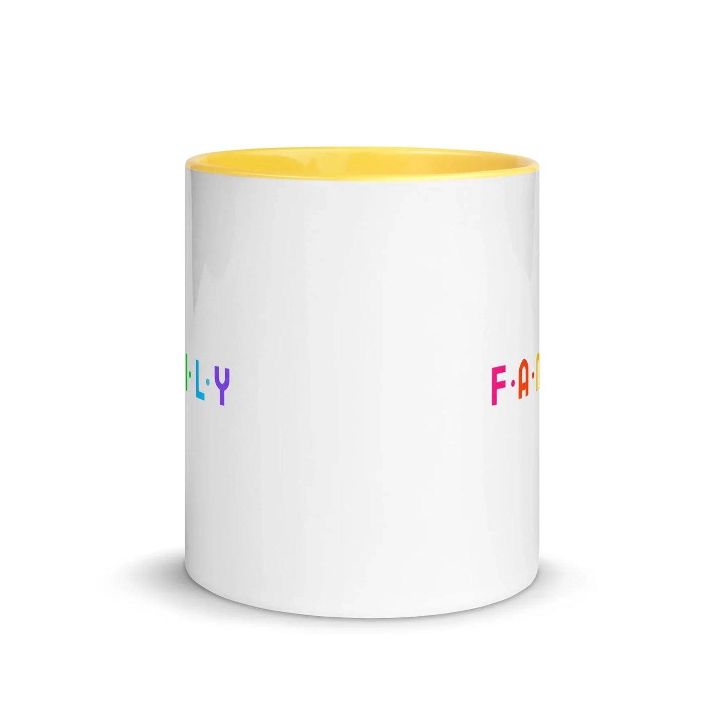 FAMILY - rainbow graphic on mug with Color Inside - Adoption Stuff Store