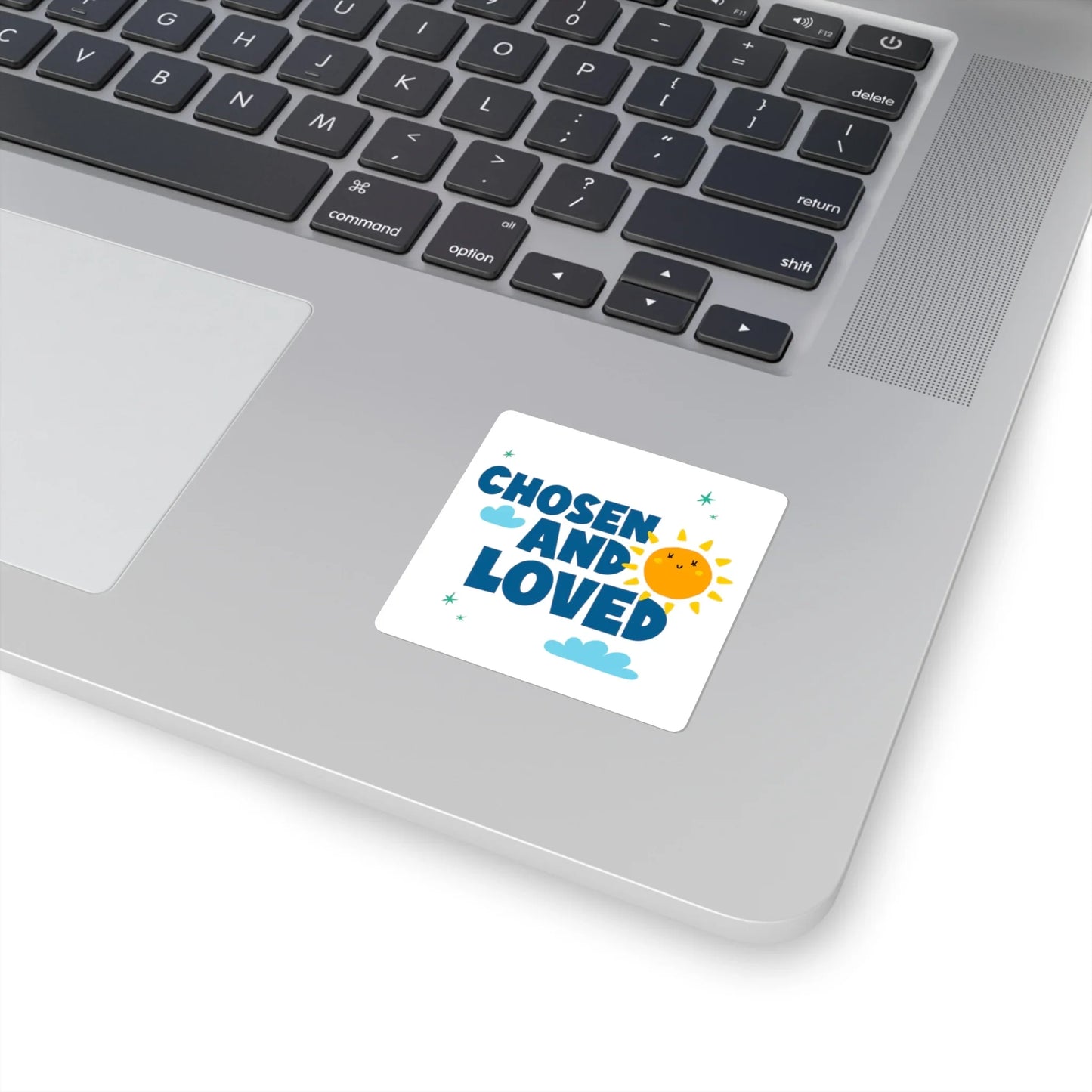 CHOSEN AND LOVED - adorable design on square stickers - Adoption Stuff Store