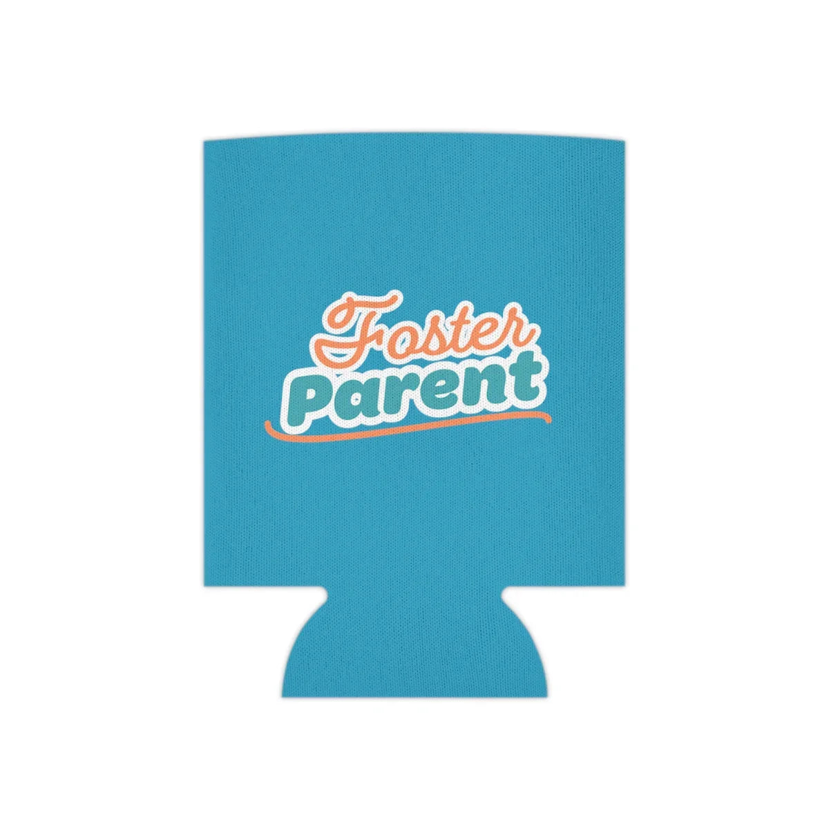 Foster Parent - retro design on an turquoise Can Cooler - Adoption Stuff Store