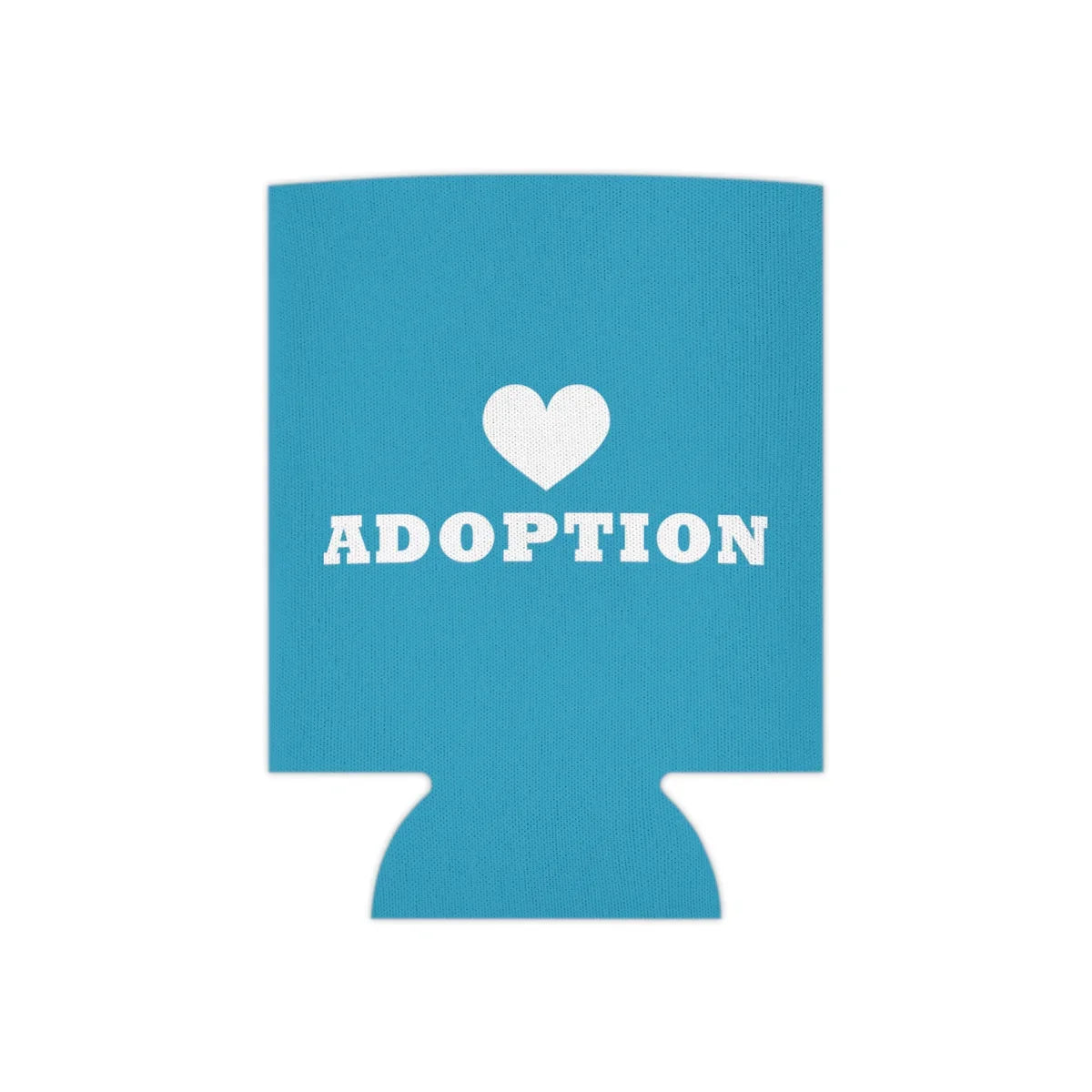 Heart Adoption - simple design on an turquoise Can Cooler - Adoption Stuff Store