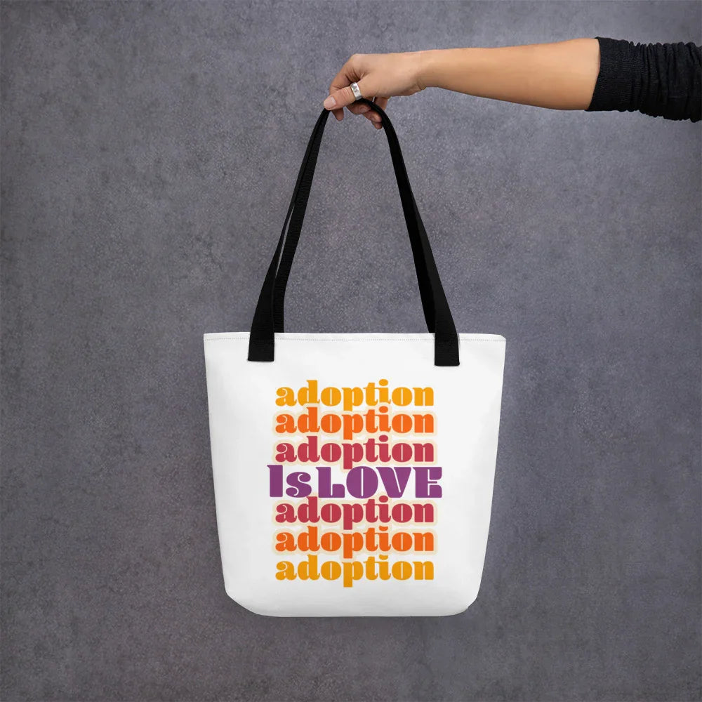 Adoption Is Love - retro design on an amazing Tote bag - Adoption Stuff Store