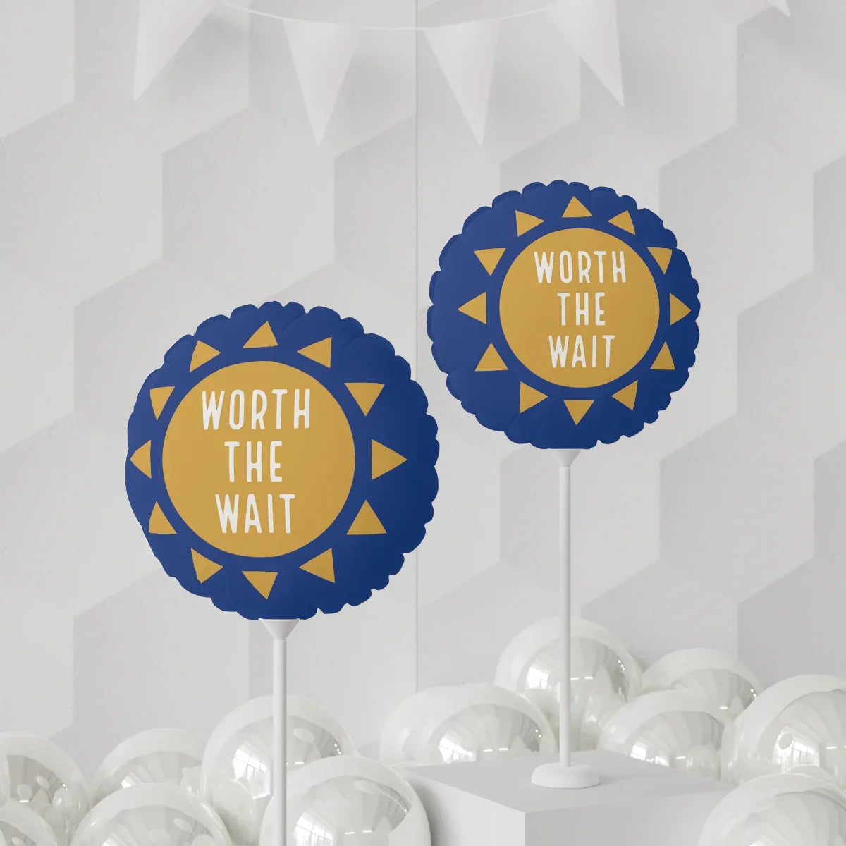 WORTH THE WAIT - blue Balloon (Round), 11" - Adoption Stuff Store