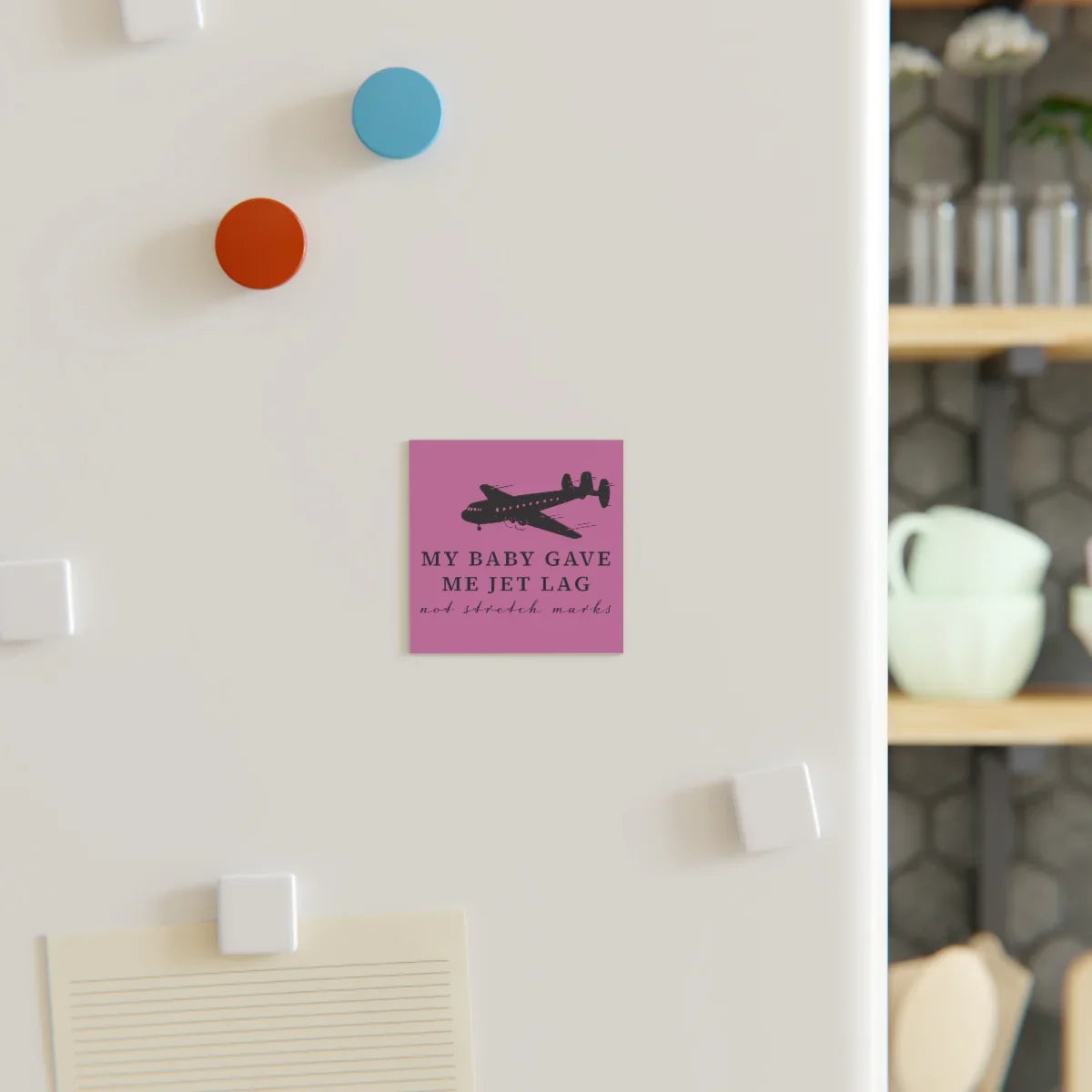 Magnet - My Baby Gave Me Jet Lag - funny pink and black - Adoption Stuff Store