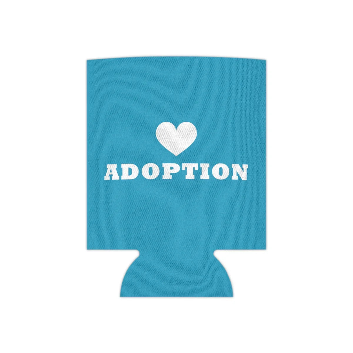 Heart Adoption - simple design on an turquoise Can Cooler - Adoption Stuff Store