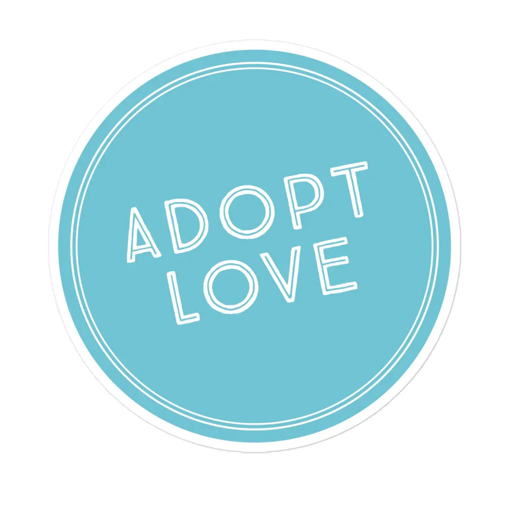 Sticker - ADOPT LOVE - blue Bubble-free - Adoption Stuff Store