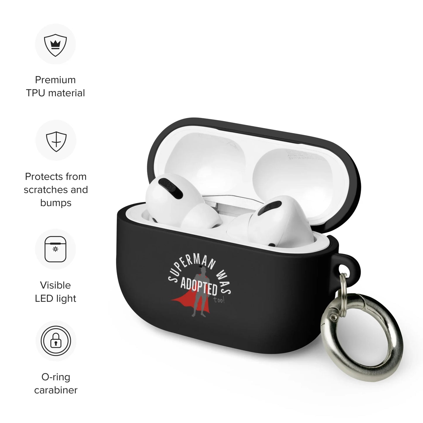 Superman was Adopted design on Rubber Case for AirPods® - Adoption Stuff Store