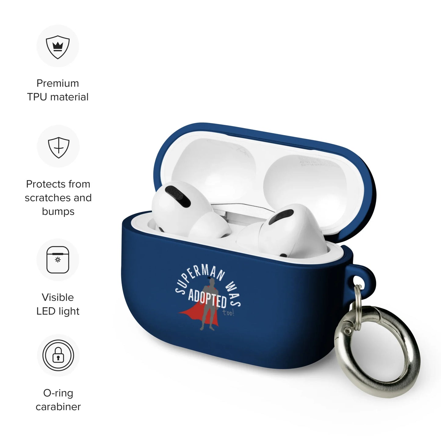 Superman was Adopted design on Rubber Case for AirPods® - Adoption Stuff Store