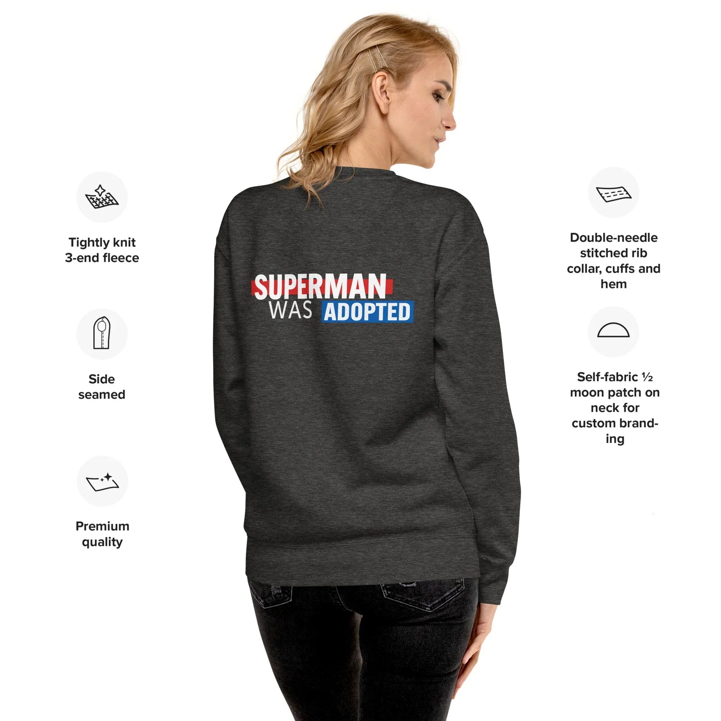 Superman Was Adopted - Unisex Premium Sweatshirt - Adoption Stuff Store