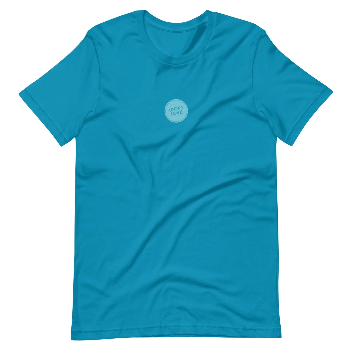 ADOPT LOVE - blue circle design on Unisex t-shirt - Adoption Stuff Store