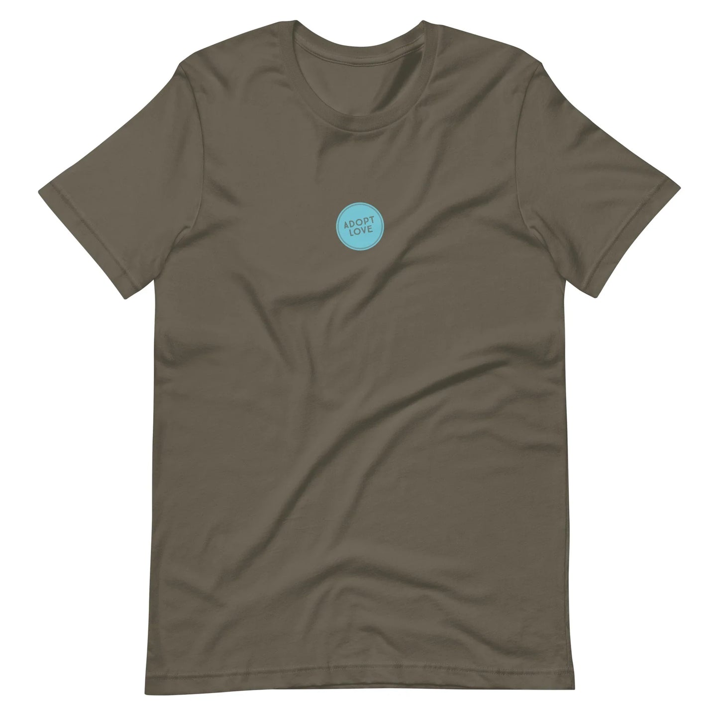ADOPT LOVE - blue circle design on Unisex t-shirt - Adoption Stuff Store