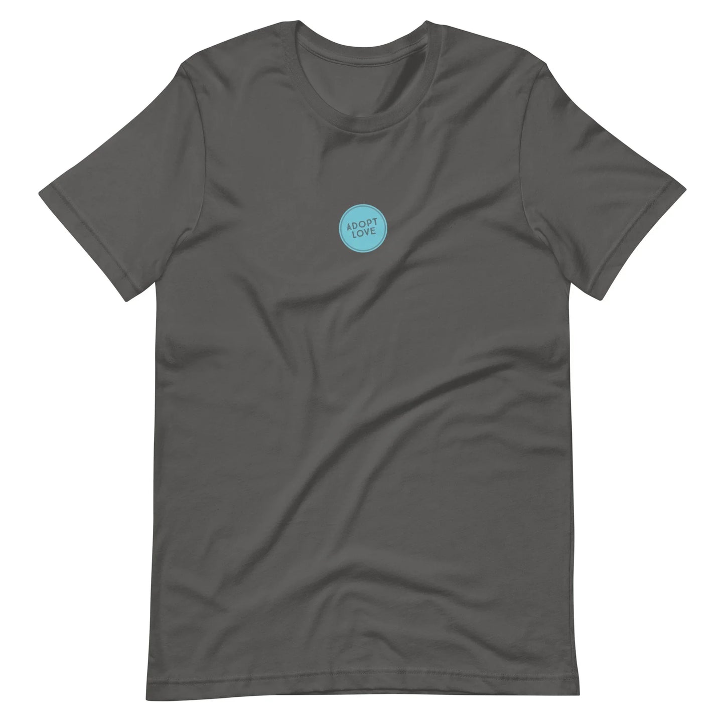 ADOPT LOVE - blue circle design on Unisex t-shirt - Adoption Stuff Store