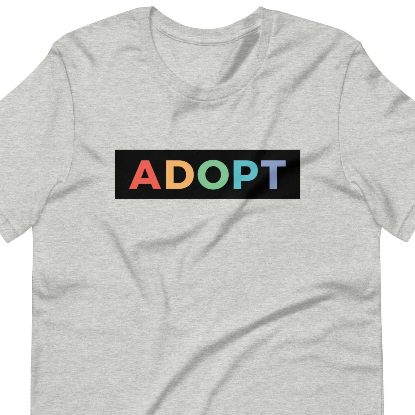 ADOPT - colorful Unisex t-shirt - Adoption Stuff Store