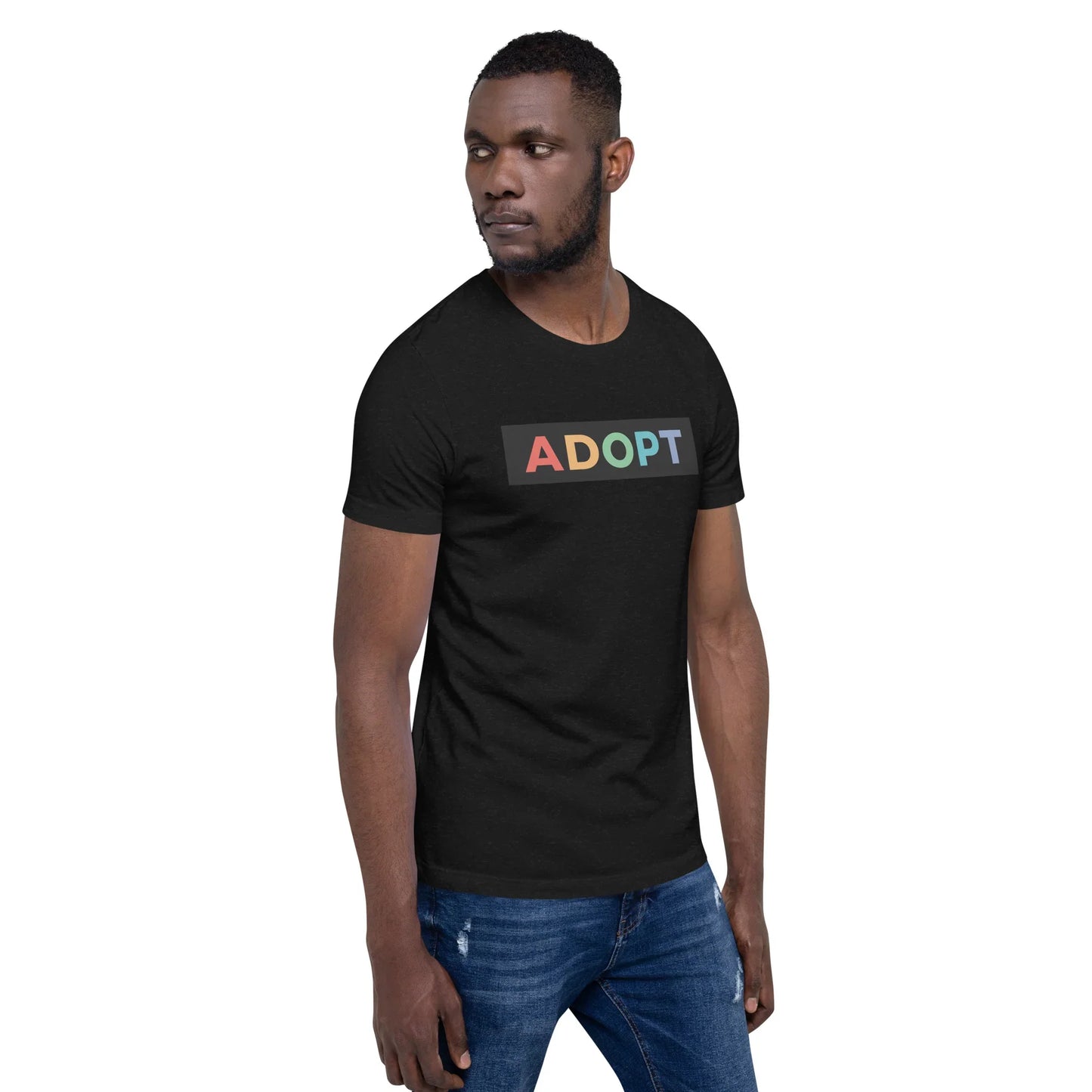 ADOPT - colorful Unisex t-shirt - Adoption Stuff Store