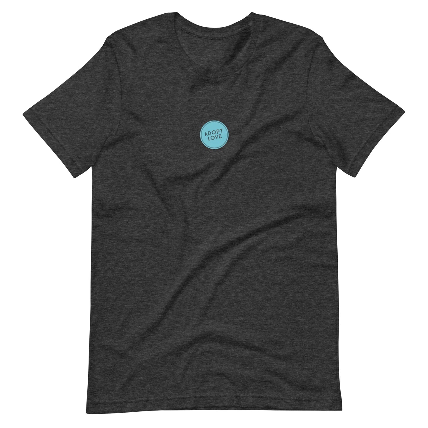 ADOPT LOVE - blue circle design on Unisex t-shirt - Adoption Stuff Store