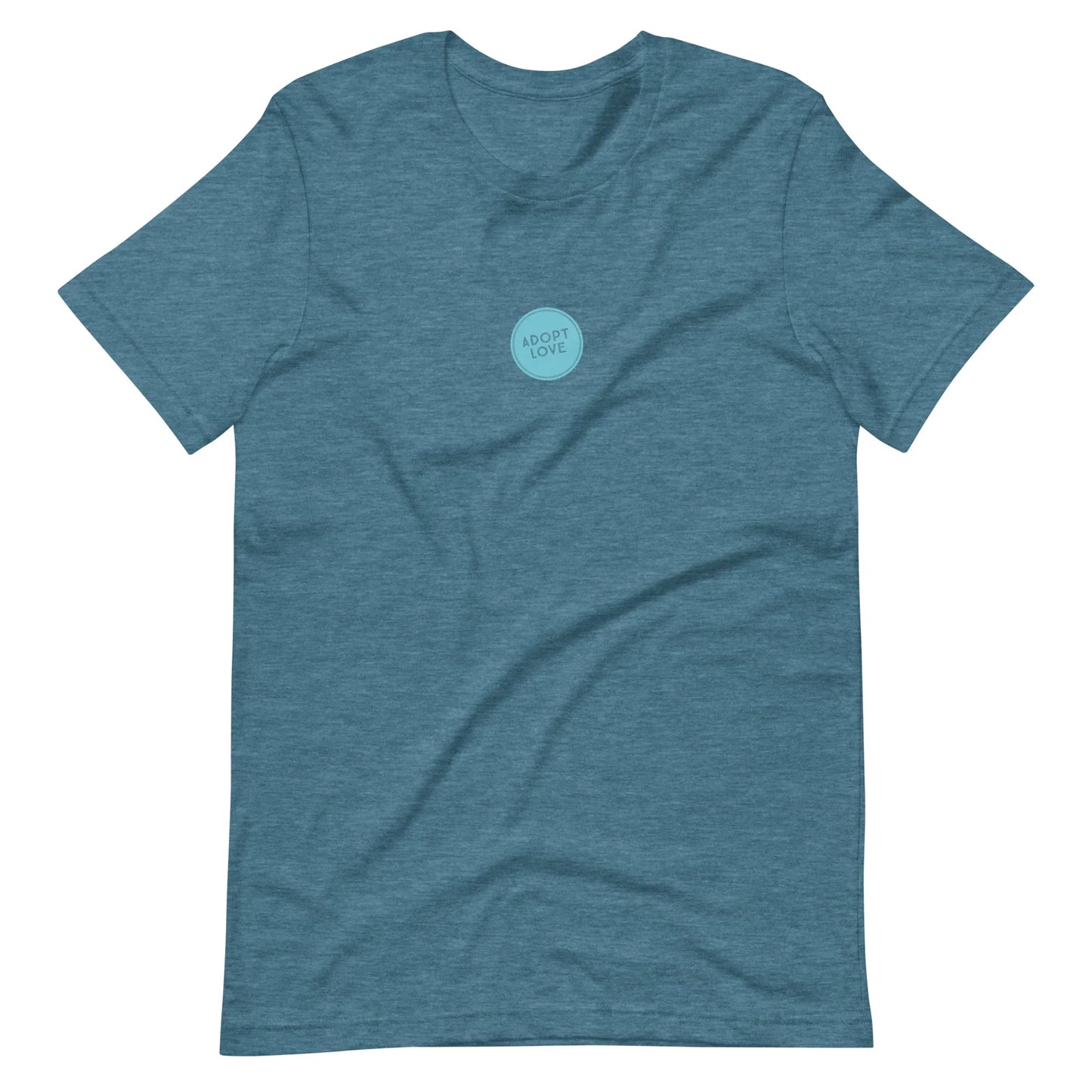 ADOPT LOVE - blue circle design on Unisex t-shirt - Adoption Stuff Store