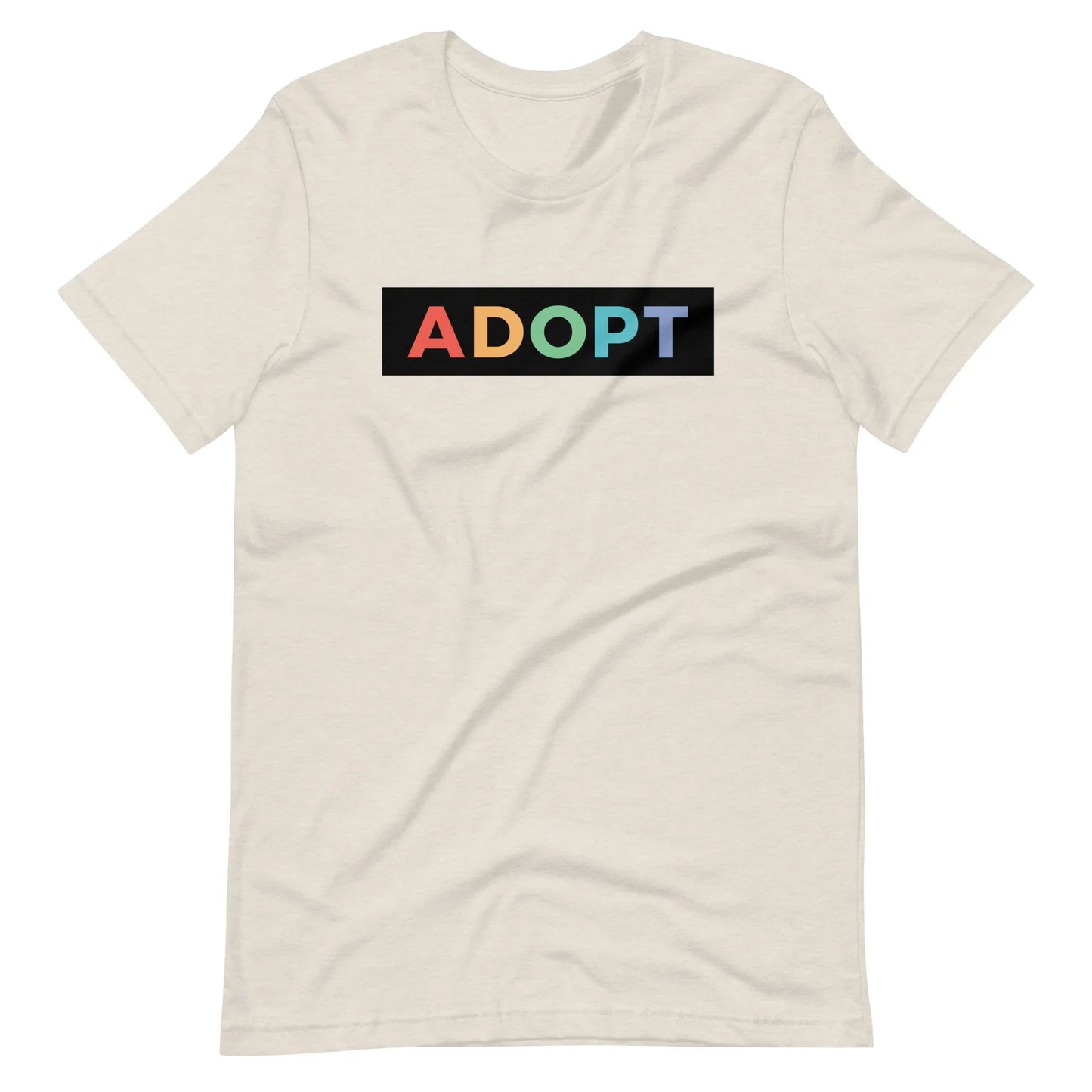 ADOPT - colorful Unisex t-shirt - Adoption Stuff Store