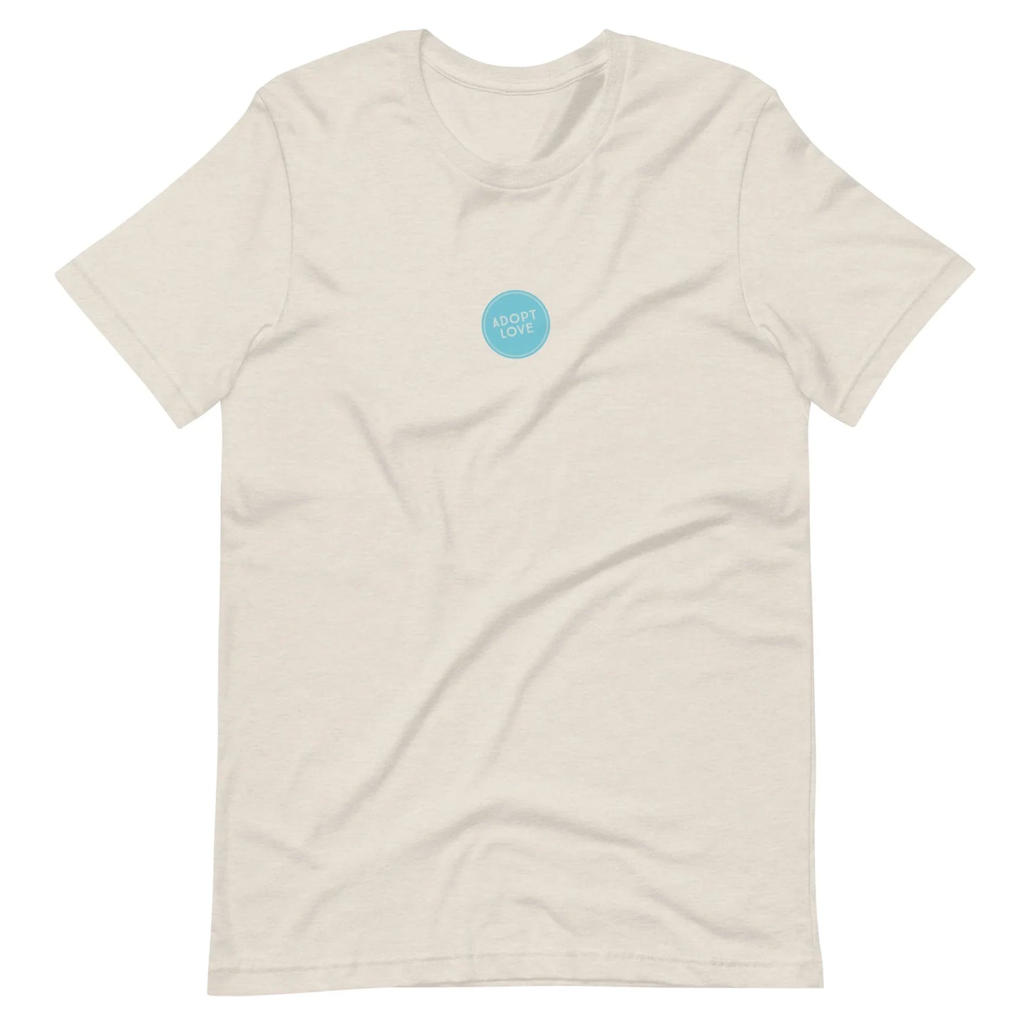 ADOPT LOVE - blue circle design on Unisex t-shirt - Adoption Stuff Store