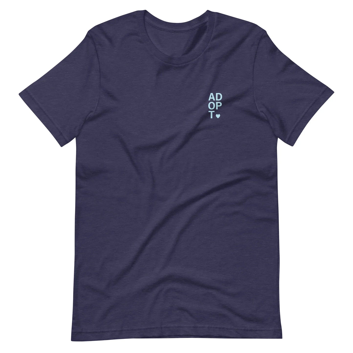 ADOPT - light blue text on a Unisex t-shirt - Adoption Stuff Store