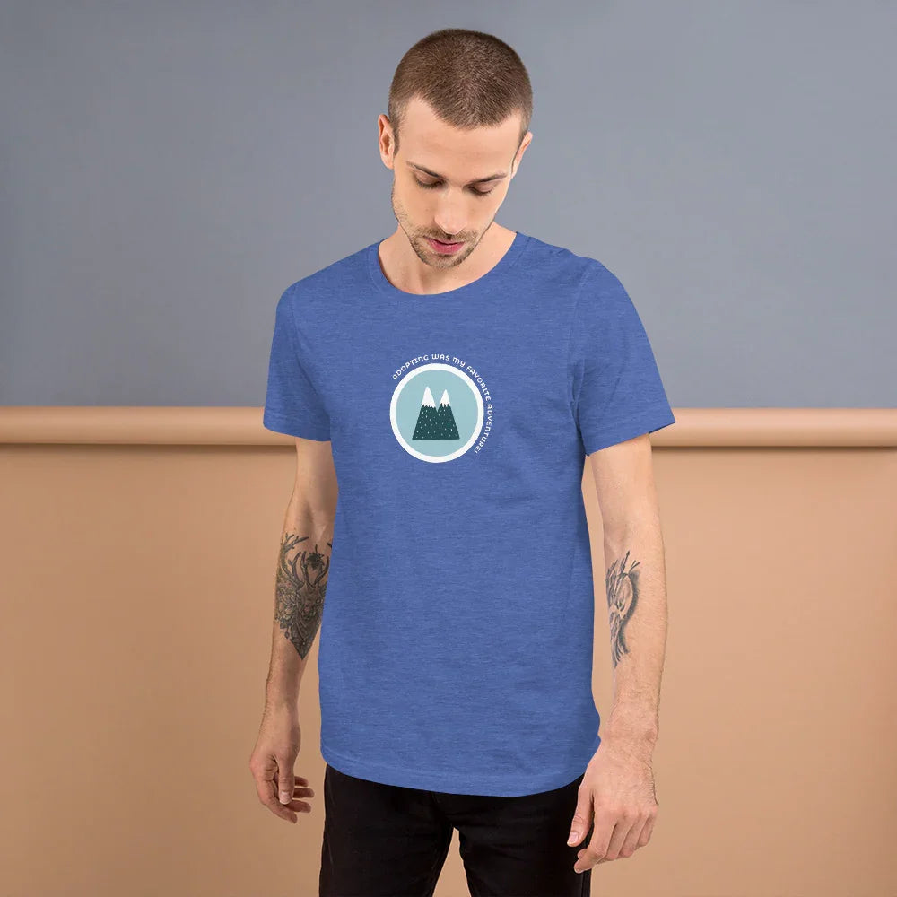 Adopting was my favorite adventure! - t-shirt with mountains - Adoption Stuff Store