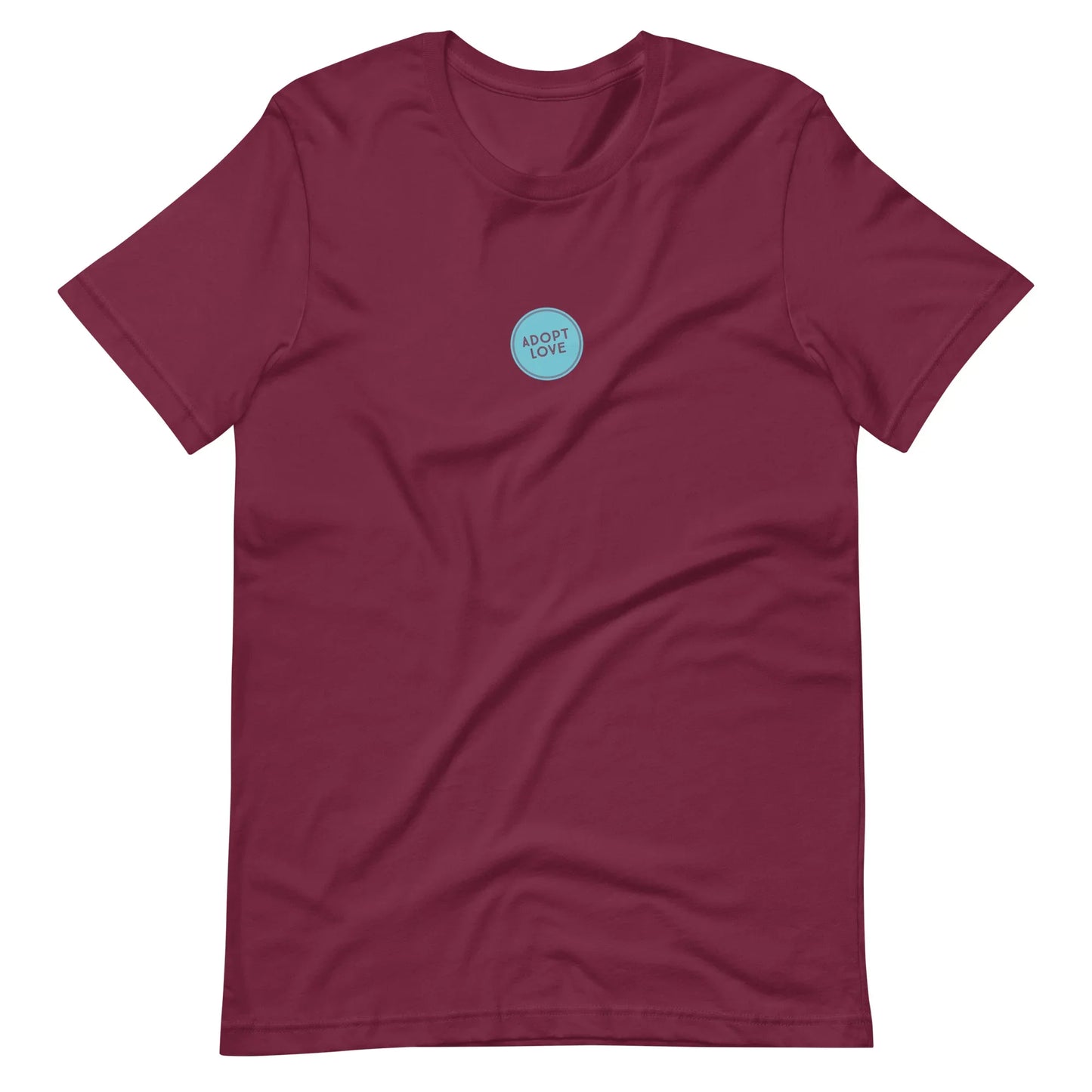 ADOPT LOVE - blue circle design on Unisex t-shirt - Adoption Stuff Store