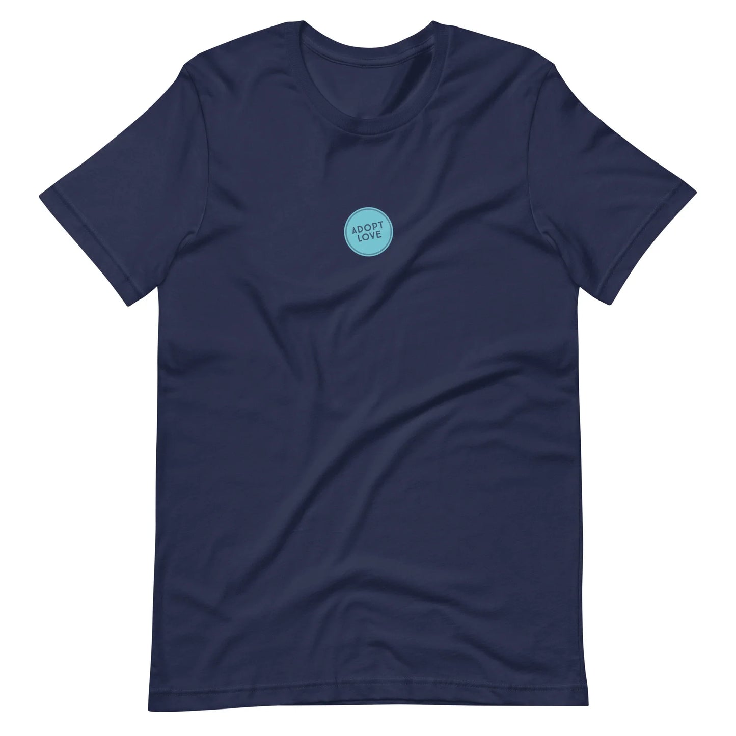 ADOPT LOVE - blue circle design on Unisex t-shirt - Adoption Stuff Store