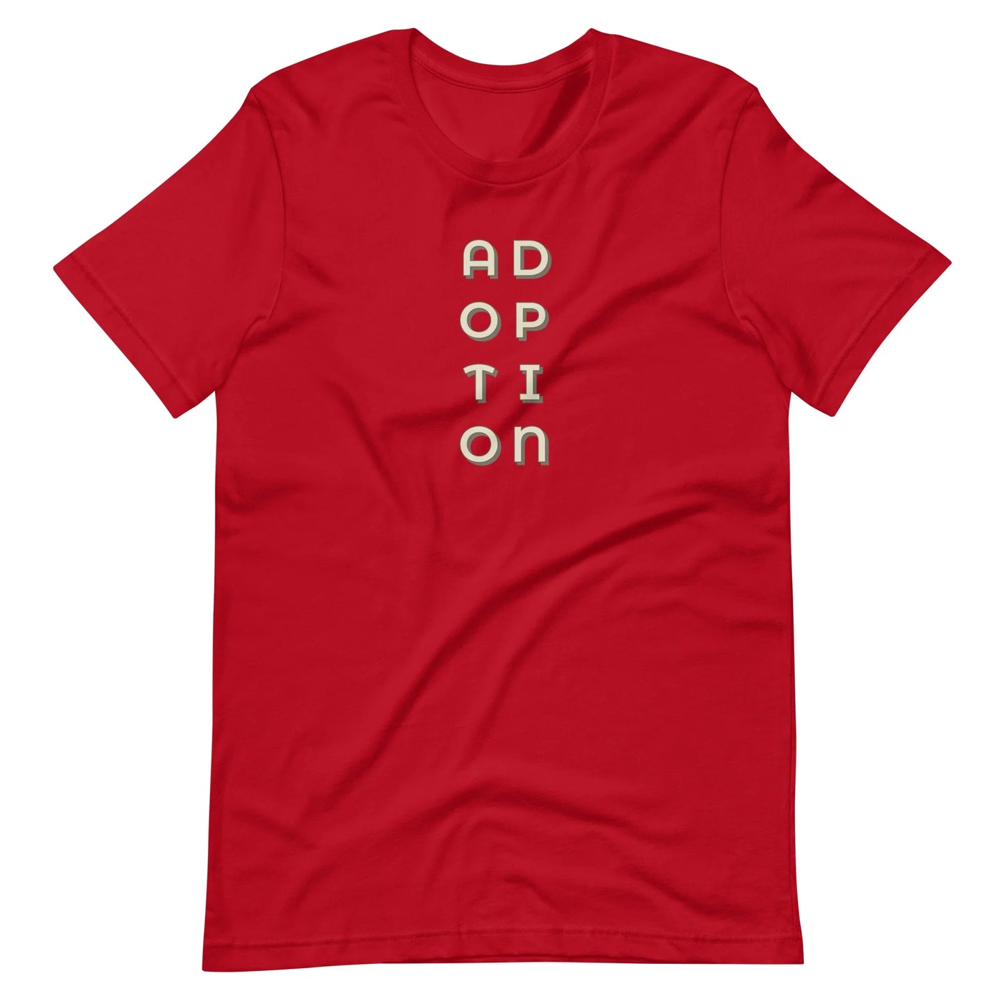 ADOPTION - vertical graphic on Unisex t-shirt - Adoption Stuff Store