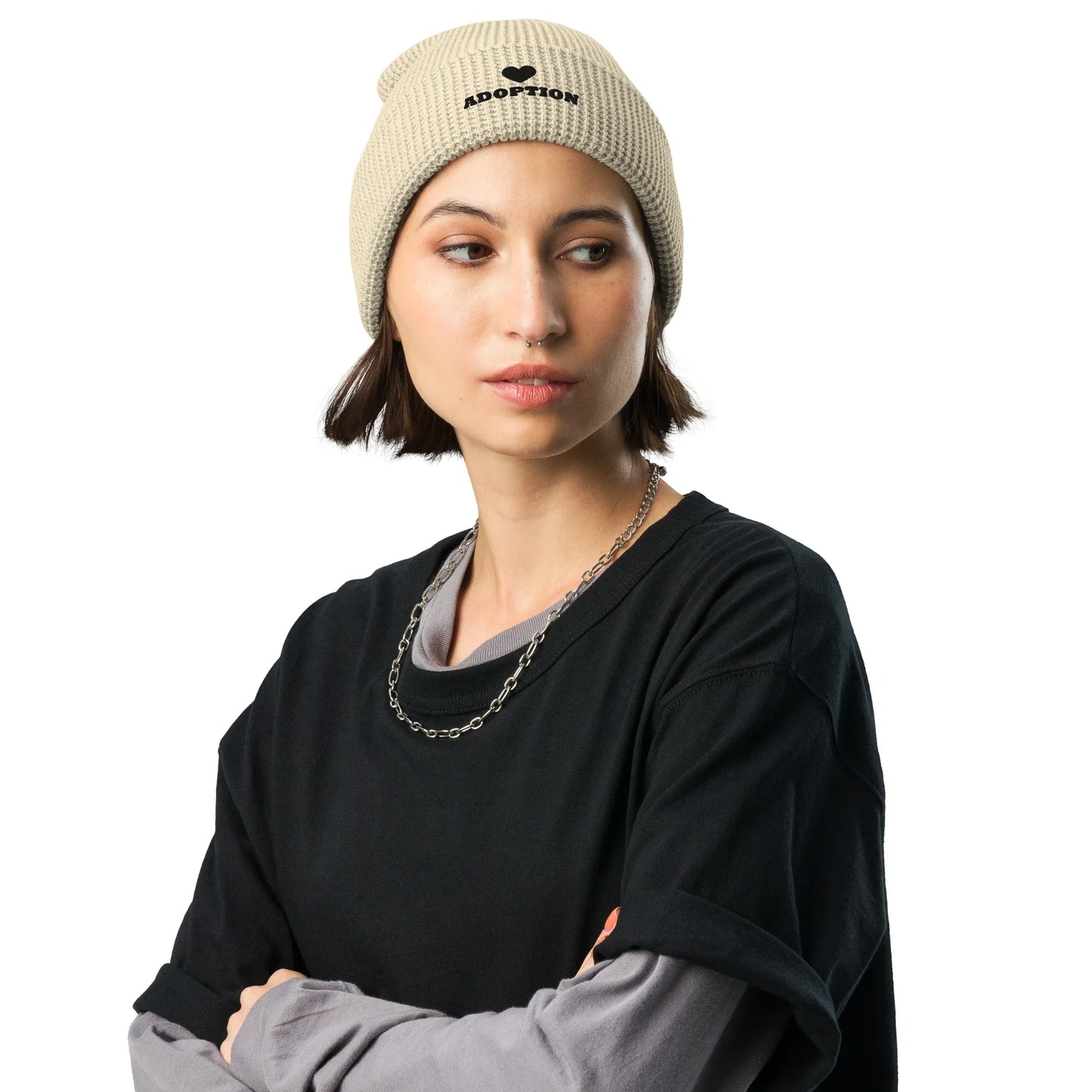 ADOPTION (heart) - Waffle beanie - Adoption Stuff Store