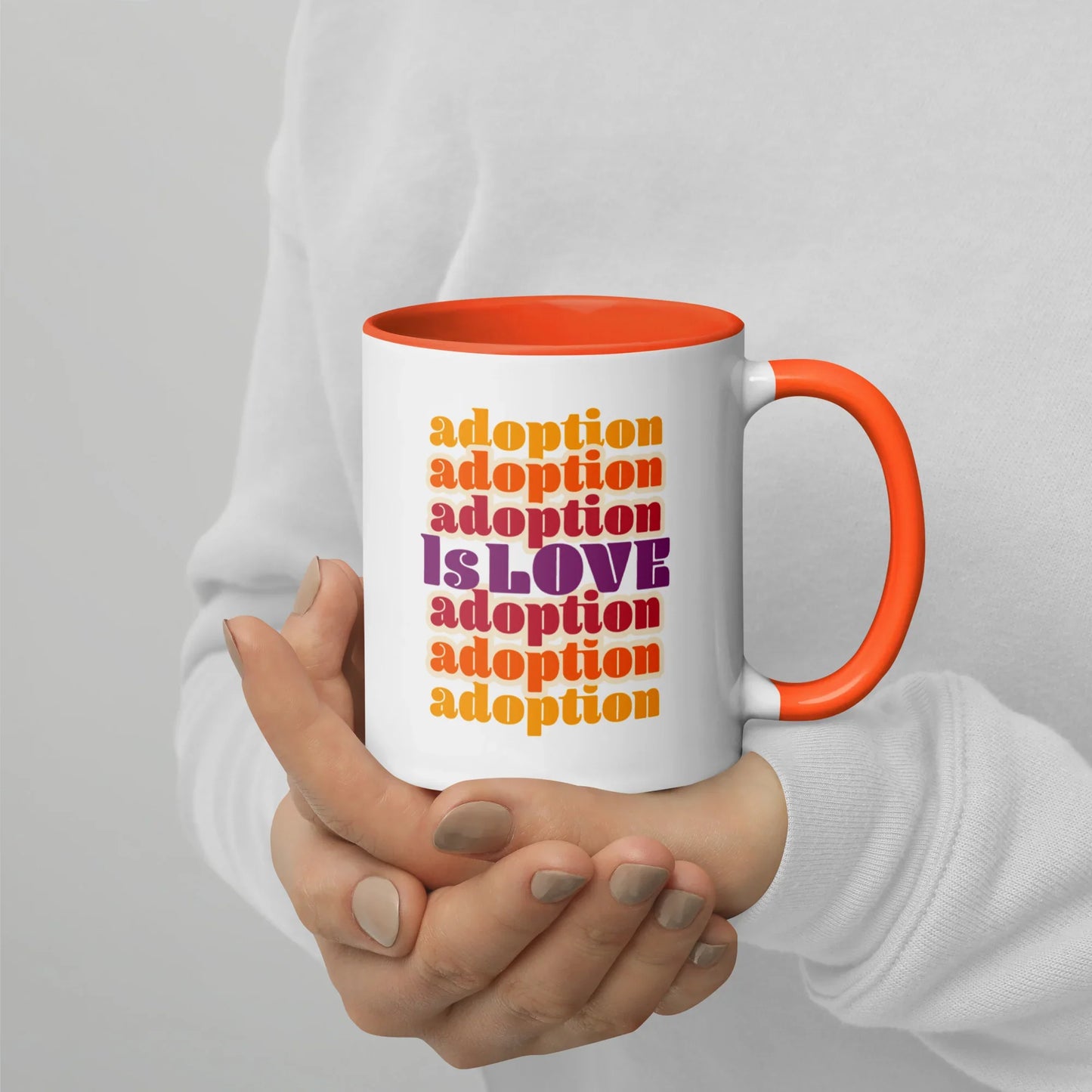Adoption is Love - retro design on a cute Mug with Color Inside - Adoption Stuff Store