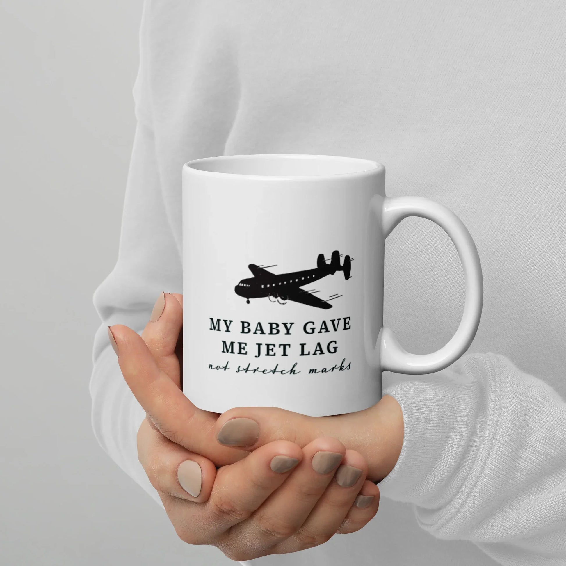 My Baby Gave Me Jet Lag - funny White glossy mug - Adoption Stuff Store